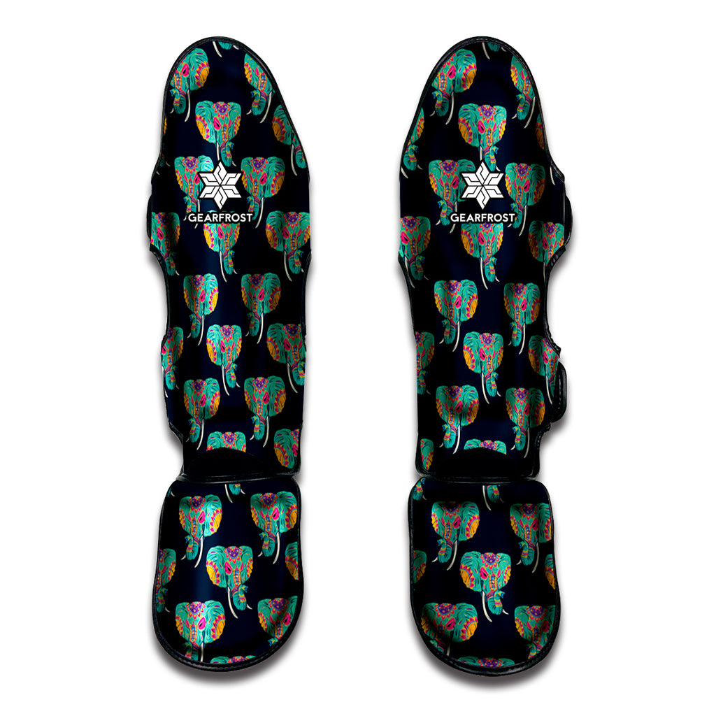 Indian Tribal Elephant Pattern Print Muay Thai Shin Guard