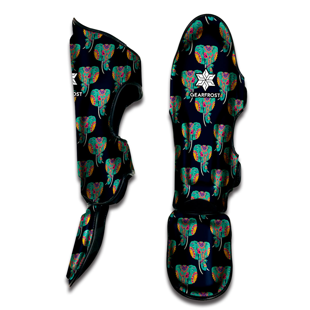 Indian Tribal Elephant Pattern Print Muay Thai Shin Guard