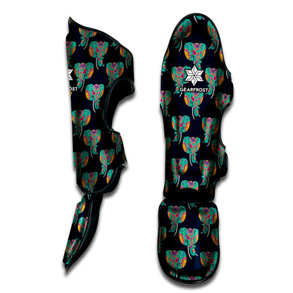 Indian Tribal Elephant Pattern Print Muay Thai Shin Guard