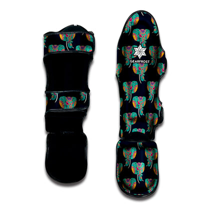Indian Tribal Elephant Pattern Print Muay Thai Shin Guard