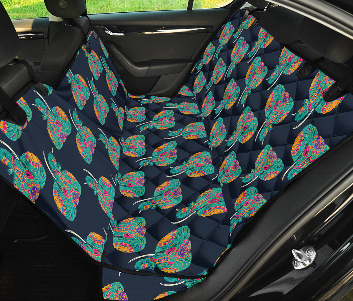 Indian Tribal Elephant Pattern Print Pet Car Back Seat Cover