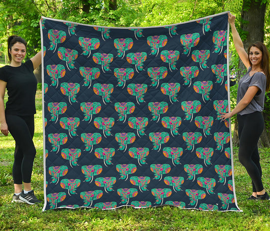 Indian Tribal Elephant Pattern Print Quilt
