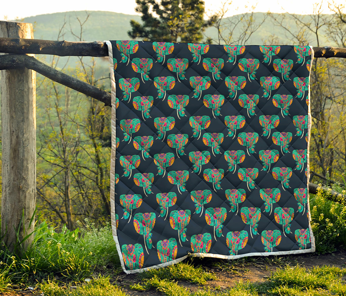 Indian Tribal Elephant Pattern Print Quilt