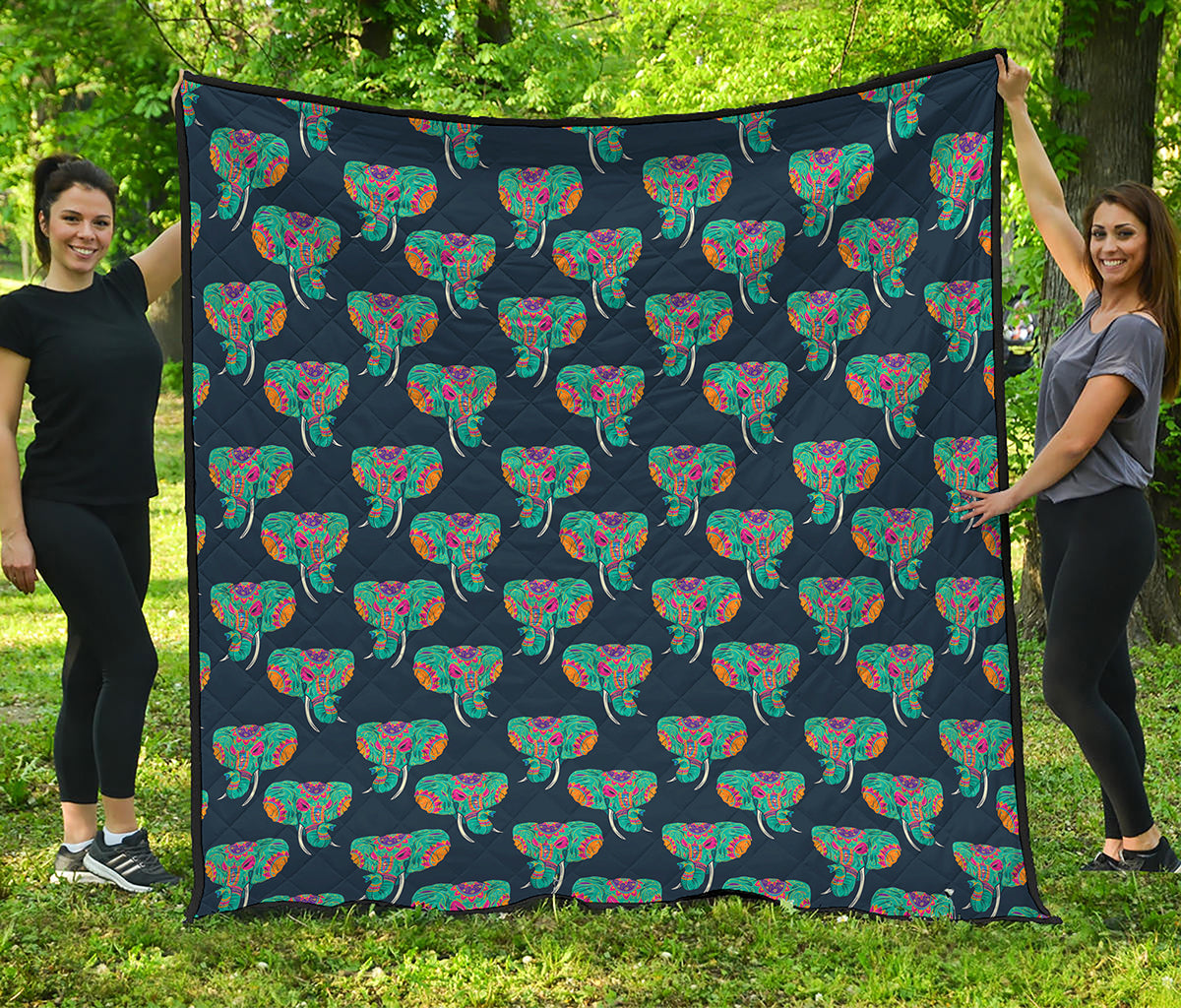Indian Tribal Elephant Pattern Print Quilt