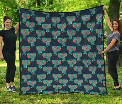 Indian Tribal Elephant Pattern Print Quilt
