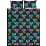 Indian Tribal Elephant Pattern Print Quilt Bed Set
