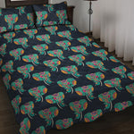 Indian Tribal Elephant Pattern Print Quilt Bed Set