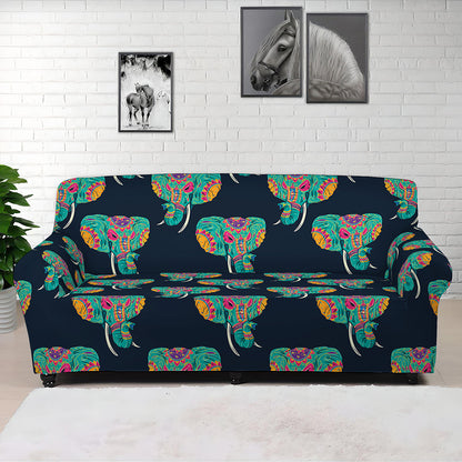 Indian Tribal Elephant Pattern Print Sofa Cover