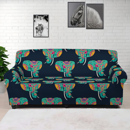Indian Tribal Elephant Pattern Print Sofa Cover