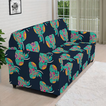 Indian Tribal Elephant Pattern Print Sofa Cover