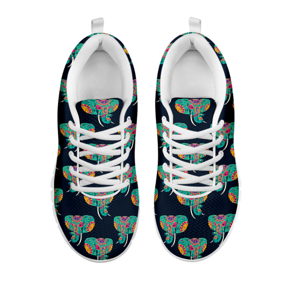 Indian Tribal Elephant Pattern Print White Sneakers