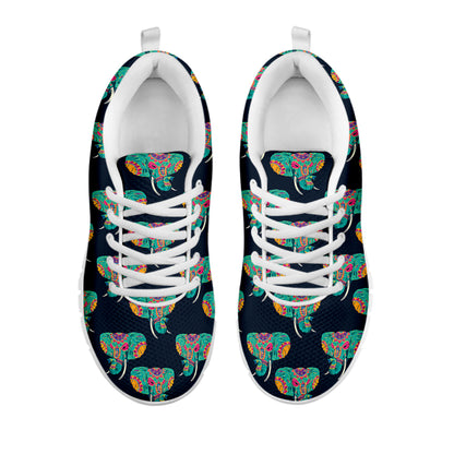 Indian Tribal Elephant Pattern Print White Sneakers