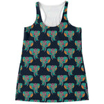 Indian Tribal Elephant Pattern Print Women's Racerback Tank Top