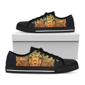 Indian Tribal Spiritual Elephant Print Black Low Top Sneakers