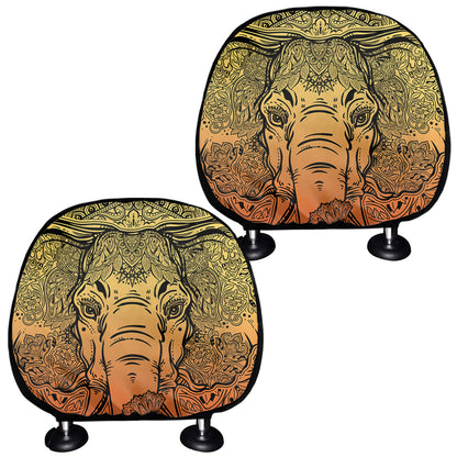 Indian Tribal Spiritual Elephant Print Car Headrest Covers