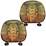Indian Tribal Spiritual Elephant Print Car Headrest Covers