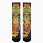 Indian Tribal Spiritual Elephant Print Crew Socks