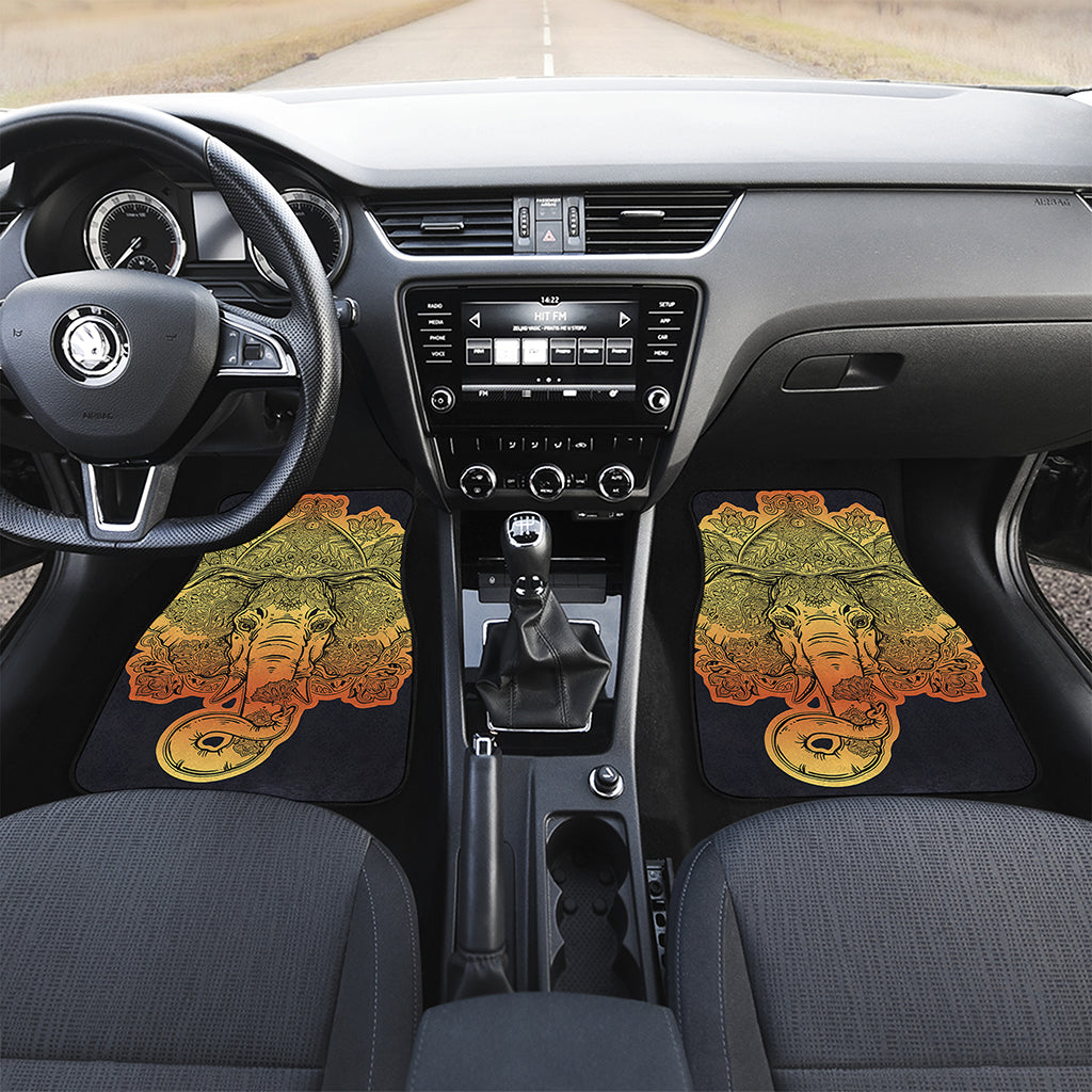 Indian Tribal Spiritual Elephant Print Front and Back Car Floor Mats