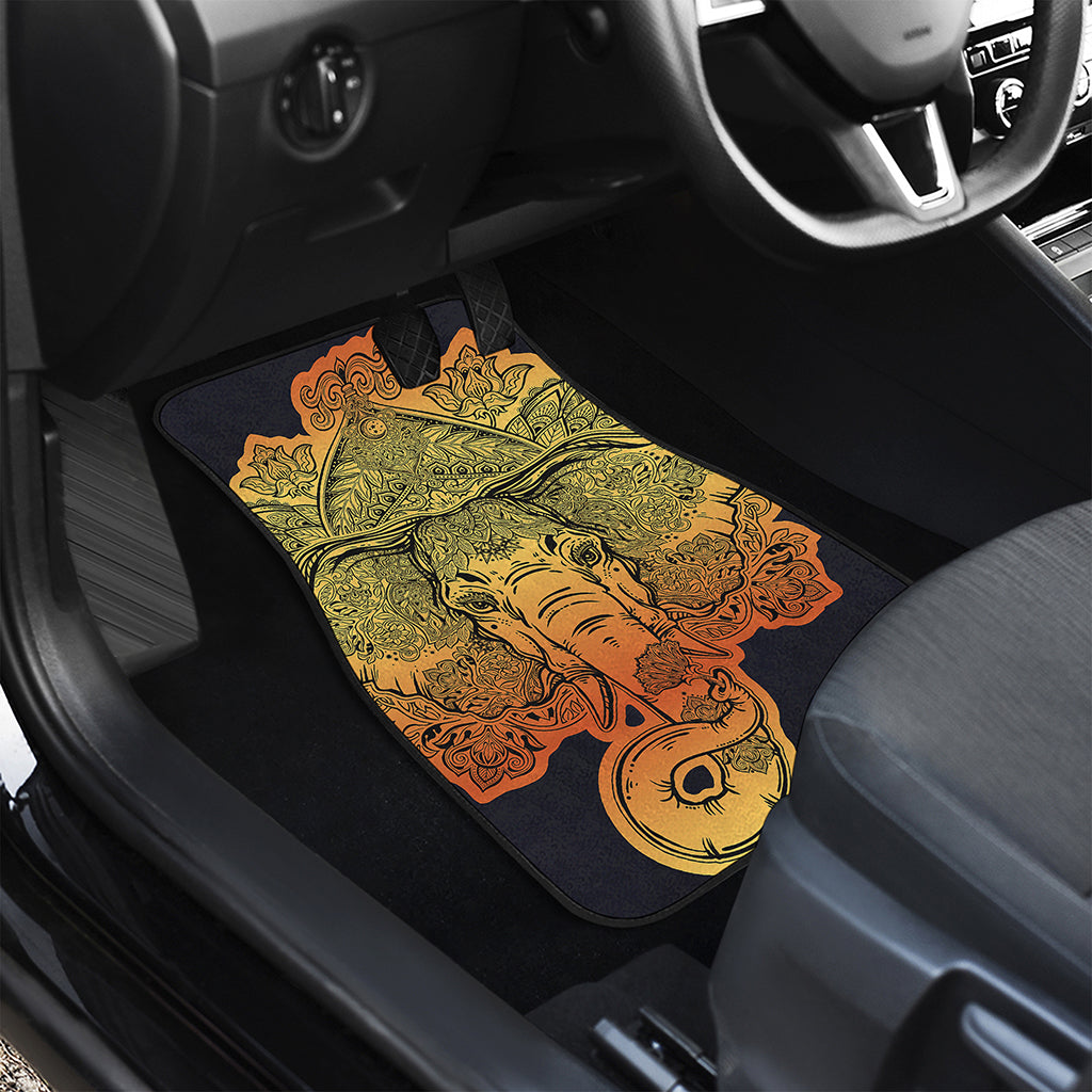 Indian Tribal Spiritual Elephant Print Front and Back Car Floor Mats