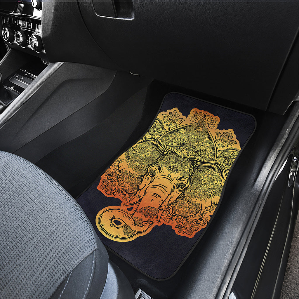 Indian Tribal Spiritual Elephant Print Front and Back Car Floor Mats