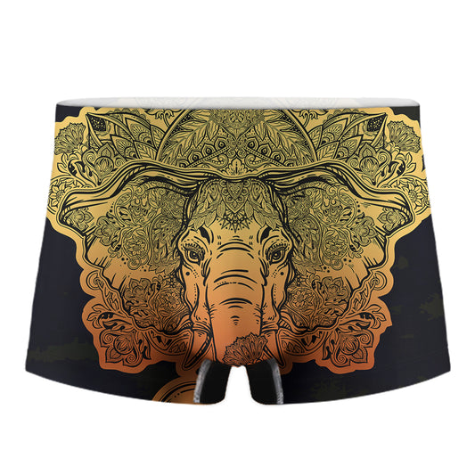 Indian Tribal Spiritual Elephant Print Men's Boxer Briefs