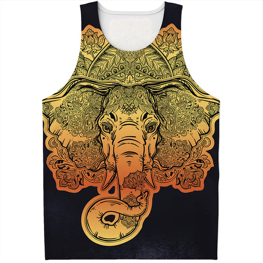 Indian Tribal Spiritual Elephant Print Men's Tank Top