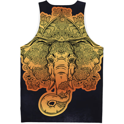 Indian Tribal Spiritual Elephant Print Men's Tank Top