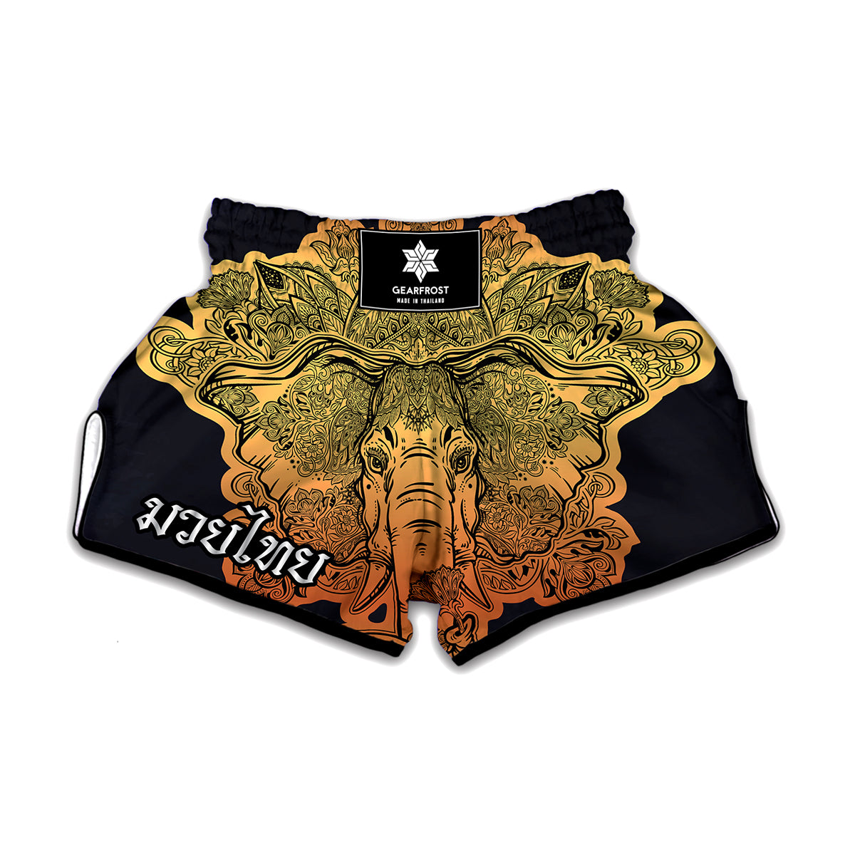 Indian Tribal Spiritual Elephant Print Muay Thai Boxing Shorts