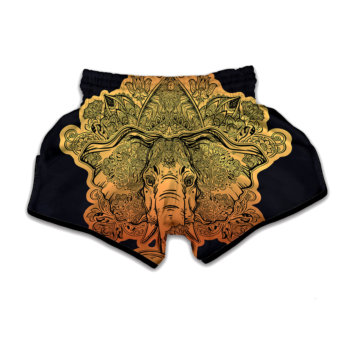 Indian Tribal Spiritual Elephant Print Muay Thai Boxing Shorts
