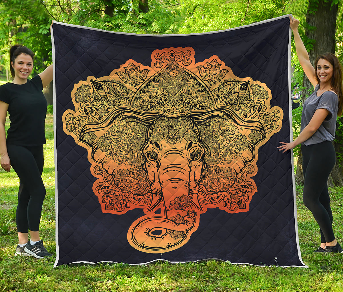 Indian Tribal Spiritual Elephant Print Quilt