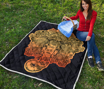 Indian Tribal Spiritual Elephant Print Quilt