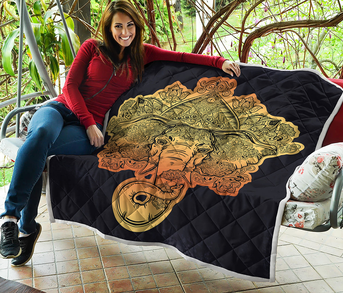 Indian Tribal Spiritual Elephant Print Quilt