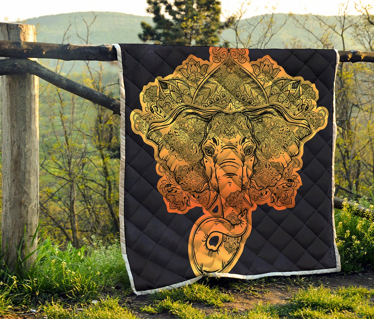 Indian Tribal Spiritual Elephant Print Quilt