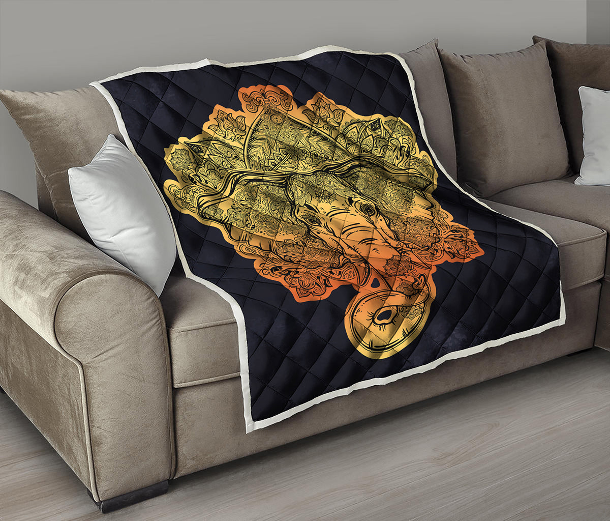 Indian Tribal Spiritual Elephant Print Quilt