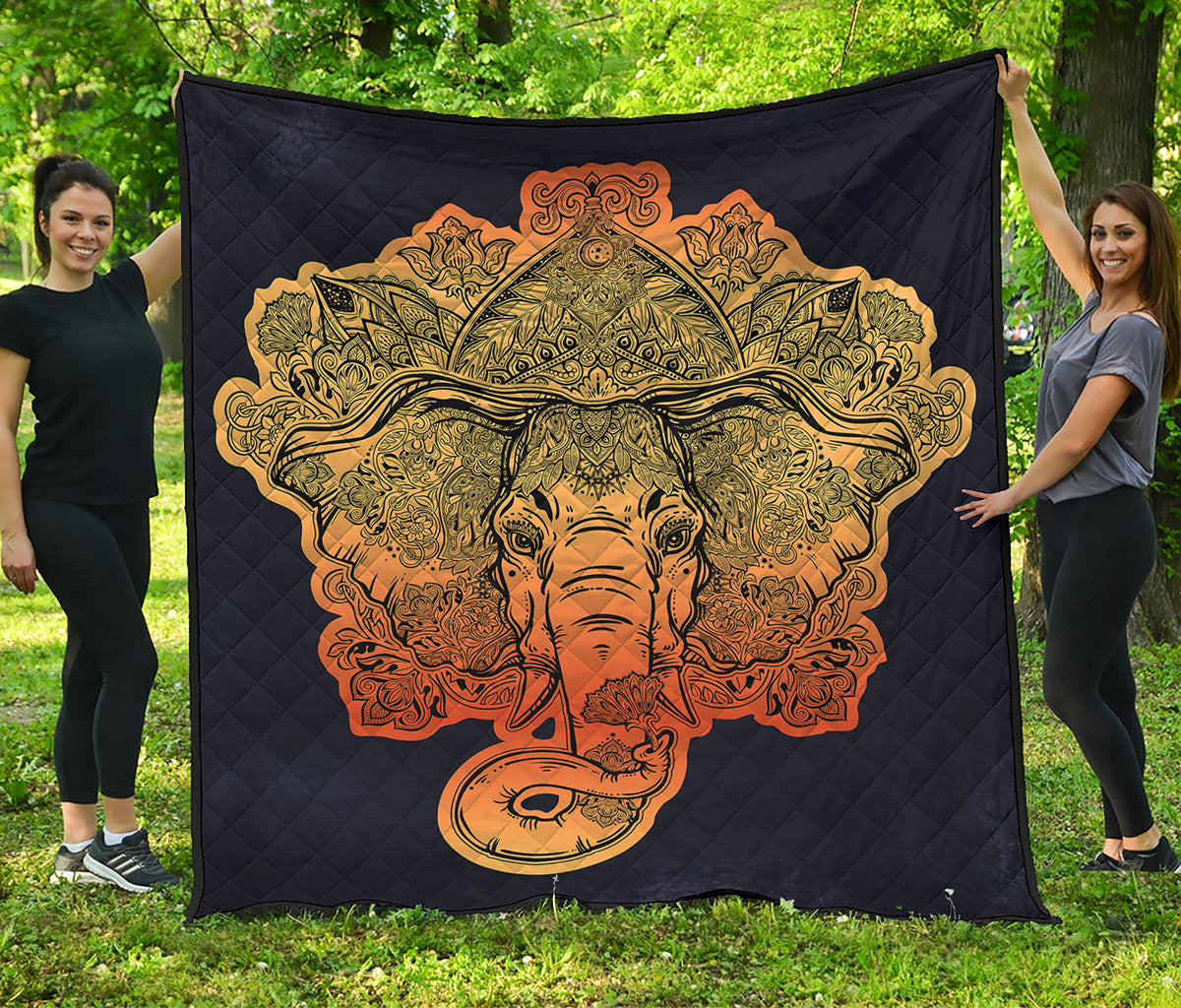Indian Tribal Spiritual Elephant Print Quilt