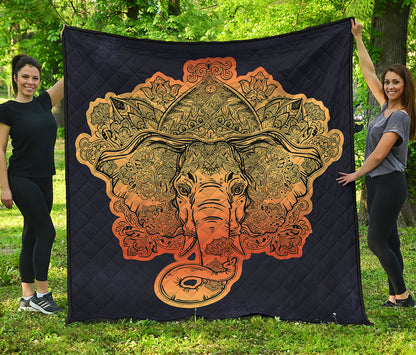 Indian Tribal Spiritual Elephant Print Quilt