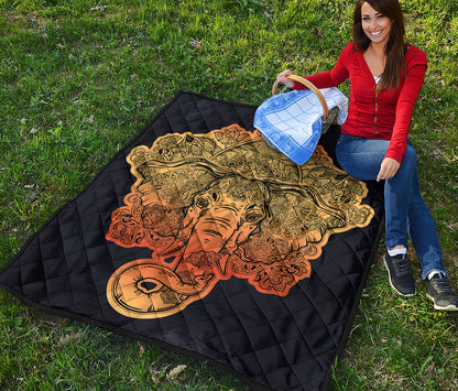 Indian Tribal Spiritual Elephant Print Quilt