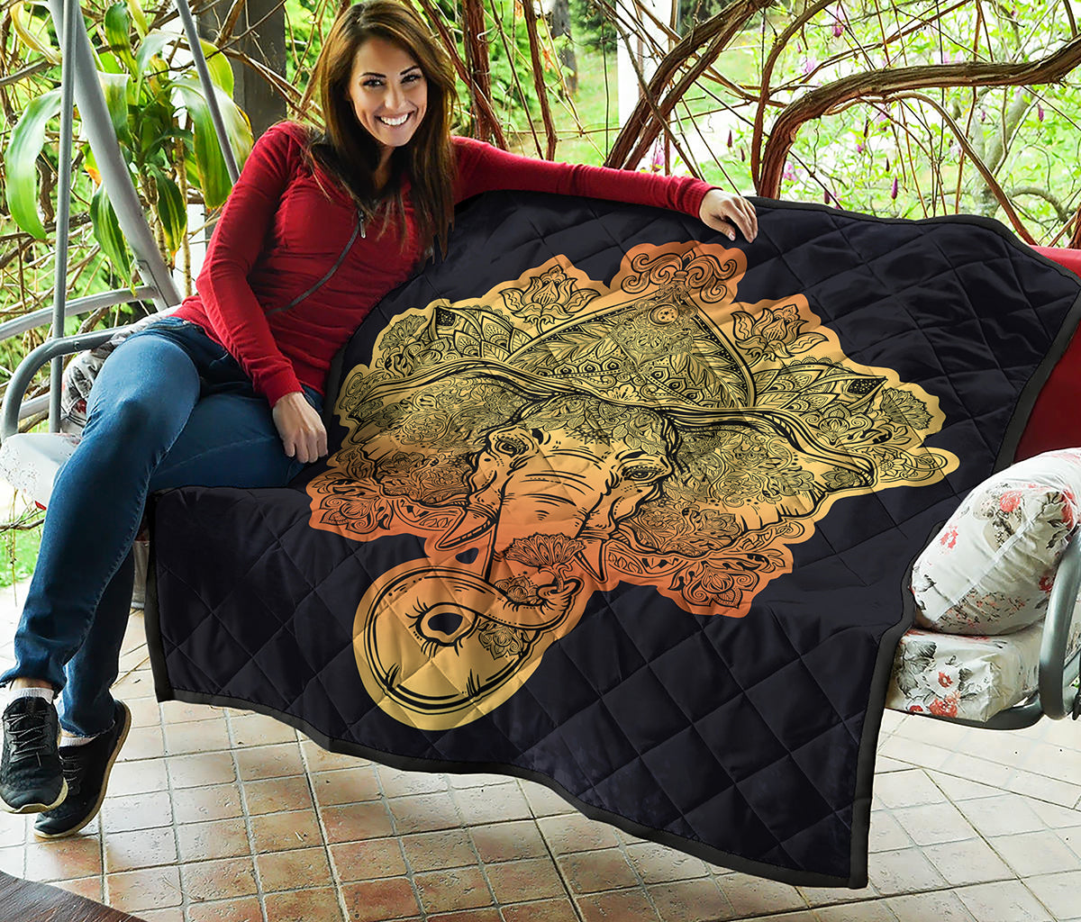 Indian Tribal Spiritual Elephant Print Quilt