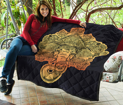 Indian Tribal Spiritual Elephant Print Quilt