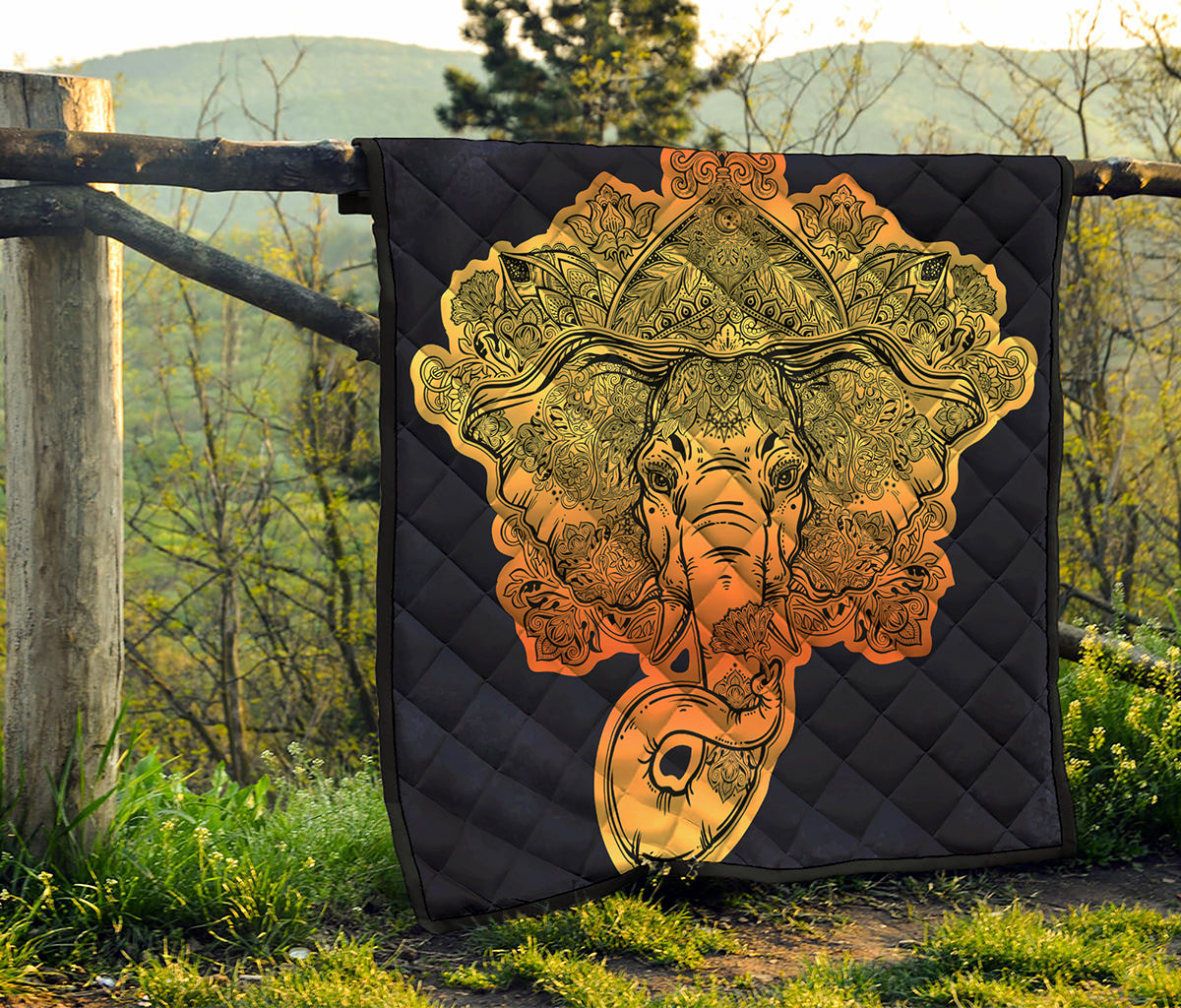 Indian Tribal Spiritual Elephant Print Quilt
