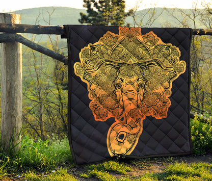 Indian Tribal Spiritual Elephant Print Quilt