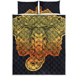 Indian Tribal Spiritual Elephant Print Quilt Bed Set