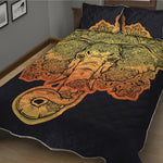Indian Tribal Spiritual Elephant Print Quilt Bed Set