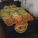 Indian Tribal Spiritual Elephant Print Quilt Bed Set
