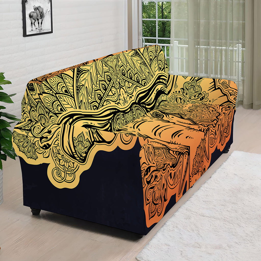 Indian Tribal Spiritual Elephant Print Sofa Cover