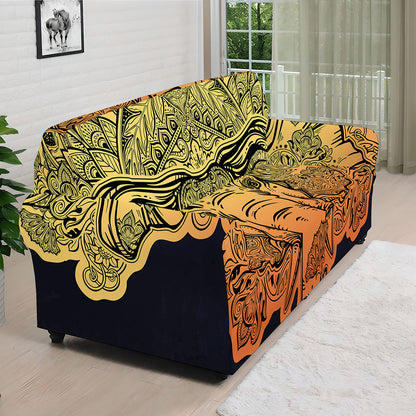 Indian Tribal Spiritual Elephant Print Sofa Cover