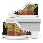 Indian Tribal Spiritual Elephant Print White High Top Shoes