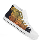 Indian Tribal Spiritual Elephant Print White High Top Shoes