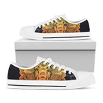 Indian Tribal Spiritual Elephant Print White Low Top Shoes