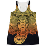Indian Tribal Spiritual Elephant Print Women's Racerback Tank Top